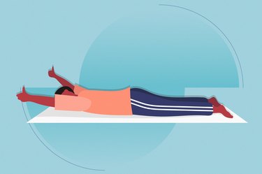 illustration of a person doing the y raise exercise on a blue background