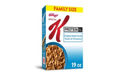 Box of Kellogg Special K Protein cereal on white background