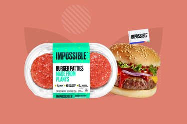 gluten free Impossible Burger on pink background