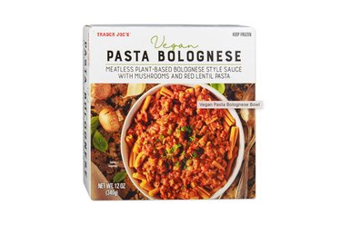 isolated image of one of the best vegetarian heat-and-eat meals to buy, Trader Joe’s Vegan Pasta Bolognese