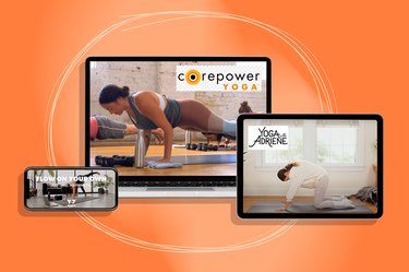 orange graphic showcasing the best online yoga classes