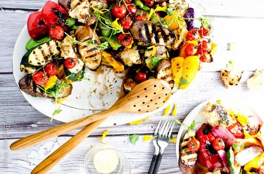 Grilled Vegetable Salad With Giant Hot Croutons