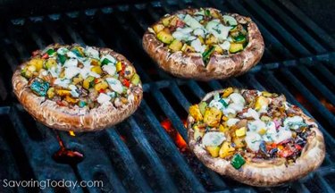 Portabella Mushrooms With Blue Cheese and Vegetable Stuffing