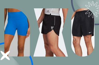 Collage of best running shorts, including Nike, Adidas and Lululemon.