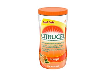 A bottle of the best powder fiber supplements citrucel orange