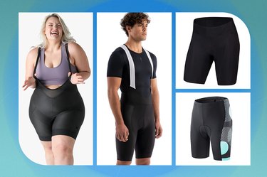 collage of the best bike shorts and cycling bibs