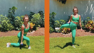 3. Curtsy Lunge to Weighted Standing Abduction