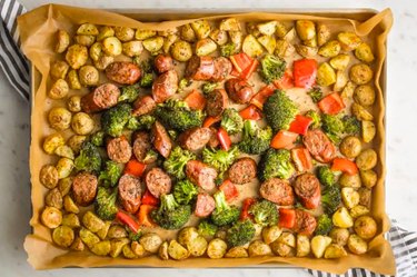 Sheet Pan Chicken Sausage With Broccoli, Peppers and Potatoes