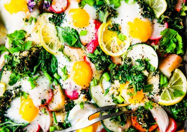 Baked Eggs With Roasted Spring Vegetables