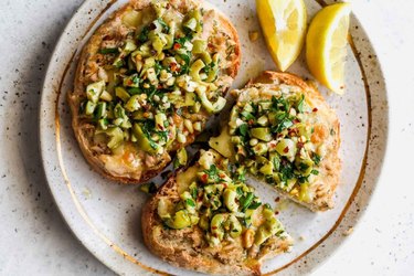 Cheesy Tuna Toasts With Olive Salsa