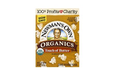Box of Newmans Own organics touch of butter microwave popcorn