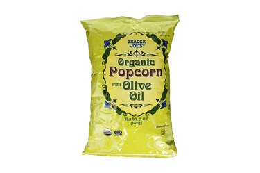 Bag of trader Joes Organic popcorn with olive oil
