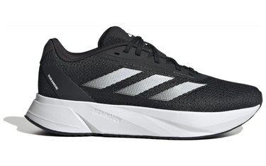 a black and white Adidas Duramo SL shoe for sciatica on a white background