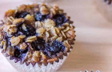 To-Go Baked Oatmeal cup with blueberries