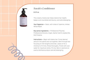 Prose custom conditioner created for author on peach background