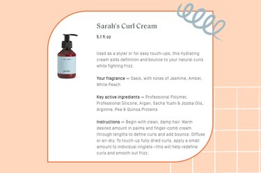 Prose custom curl cream created for author on peach background