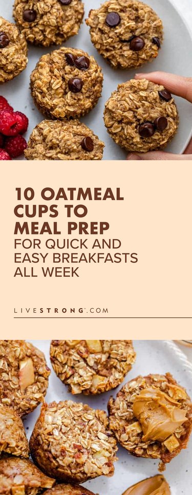 pin showing 10 oatmeal cups to meal prep
