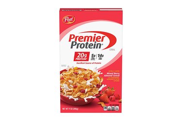 Box of Premier Protein mixed berry almond cereal