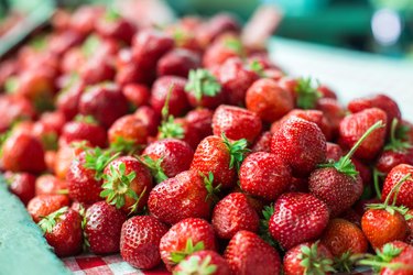 strawberries on market