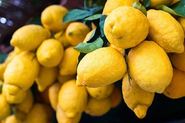 fresh ripe yellow lemons in Italy