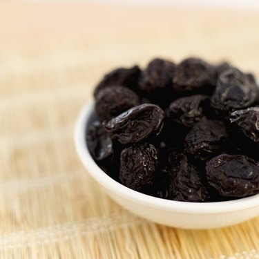 Close-up of a bowl of prunes