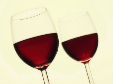 Pair of red wine, low angle view