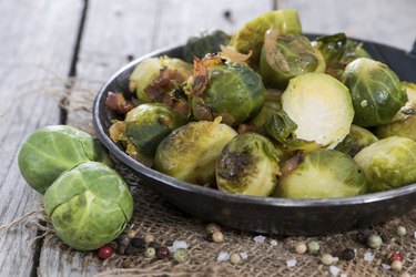 Black bowl full of Brussels sprouts is not a good meal idea or diet recipe for stoma patients