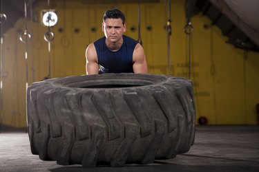 Exercising with a big tire