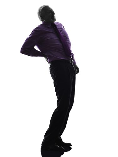 senior business man backache pain silhouette
