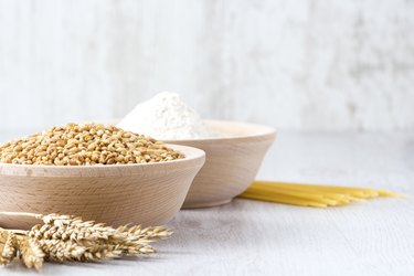 Wheat, Spaghetti and Flour on the Table