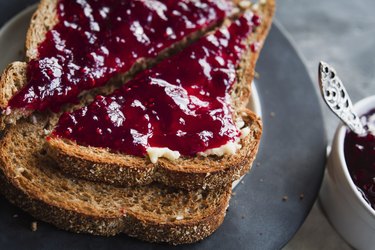 Bramble jam on toast bread