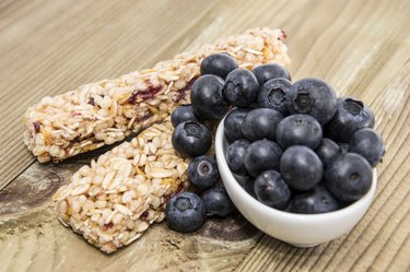 Muesli Bars with Blueberries in a bowl