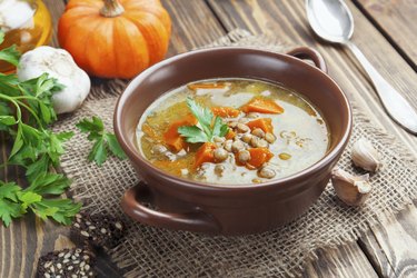 Lentil soup with pumpkin