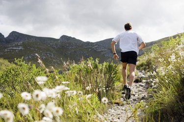 Man running up hill