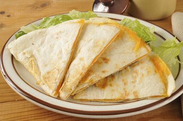 Cheese quesadillas on lettuce