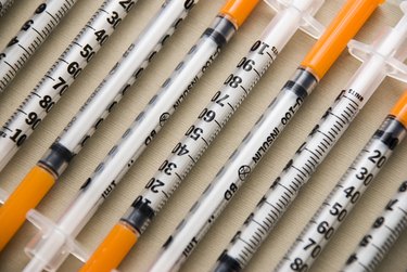 Syringes in a row