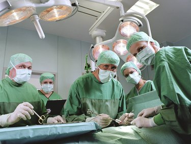 Group of surgeons in operating theatre, portrait