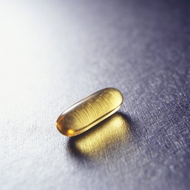 Vitamin E pill, (Close-up)