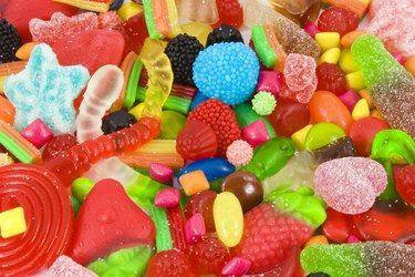 Sweetened assortment of multicolored candies