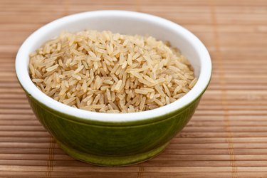 Brown rice in a green bowl