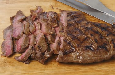 London broil sliced on a board