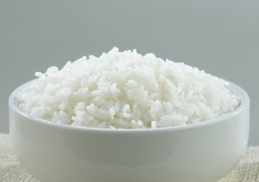 Jasmine Thai rice in a rice bowl isolated