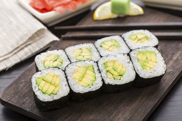 Sushi rolls with avocado