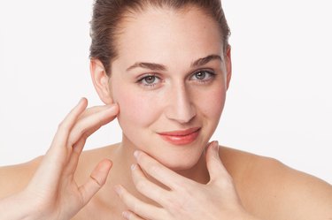 concept of female beauty, natural freshness and modeling face