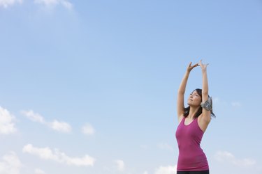 Young woman stretching