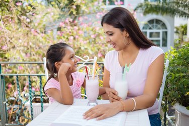 Talking mother and daughter