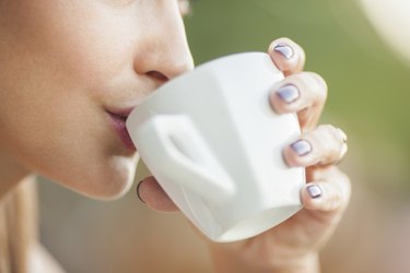 Drinking coffee