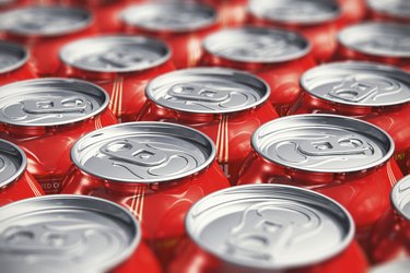 Macro view of drink cans