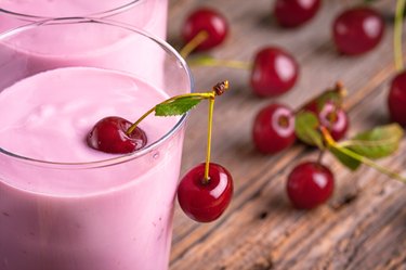 delicious fruit yogurt in the glass