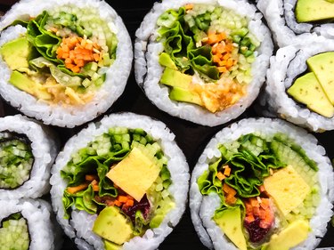 Close-up of vegetarian sushi